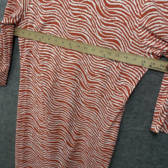 J Mclaughlin Catalina Cloth Dress Womens Sz M Pink White Geometric Shift - Picture 9 of 9